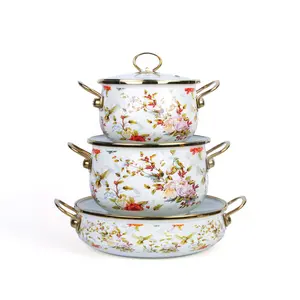 Enamel Cookware Set Enamel Soup Pot Set Cooking Pot Stew Pot for Gas Stove & Induction Cooktop Mother's Day Gift tiktokshopspringglowup