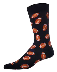Men's "Football Fan" Rayon from Bamboo Blend Novelty Crew Sock