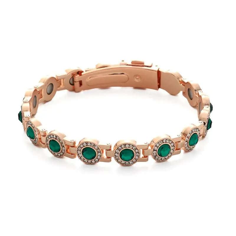 Elegant Copper Bracelet for Women, Magnetic Arm Candy Jewelry with Facet Cut Crystals and an Adjustable Secure Clasp for Daily Wear