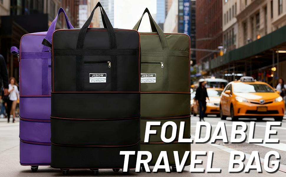 100L Large Capacity Expandable Duffel Bag with Wheels, Lightweight Foldable Luggage for Air Travel, Moving & Weekend Trips