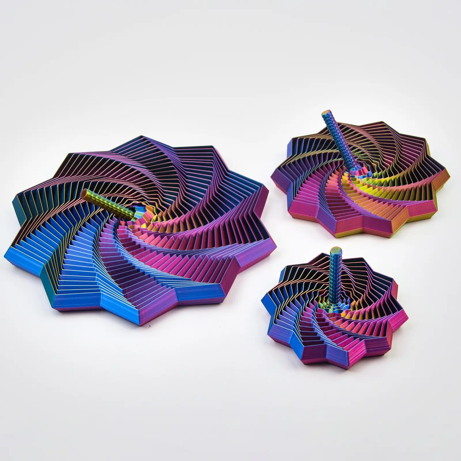 3D Printed Expanded Sensory Fidget Star with Handle - Very Satisfying Sight and Sound with Hypnotizing Visual Fidget Toy-2025 Fractal Fidget Hexagon for Office Desktop Decompression Toys-Stress Relief for Adult-Perfect for Christmas, NEW Years Gifts