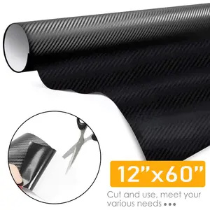Black Vinyl, 12" x 60''  Permanent Vinyl Roll, Adhesive Vinyl for Cricut, No Bubble Mirror, for Car Wrap,Stickers,Decal,Lettering