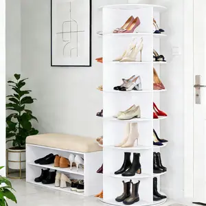 360° Rotating 7-Tiers Organizer Shoe Rack, Fits 24-28 Pairs of Shoes, Spinning and Revolving Round Shoe Rack, for Entryway Living Room Hallway