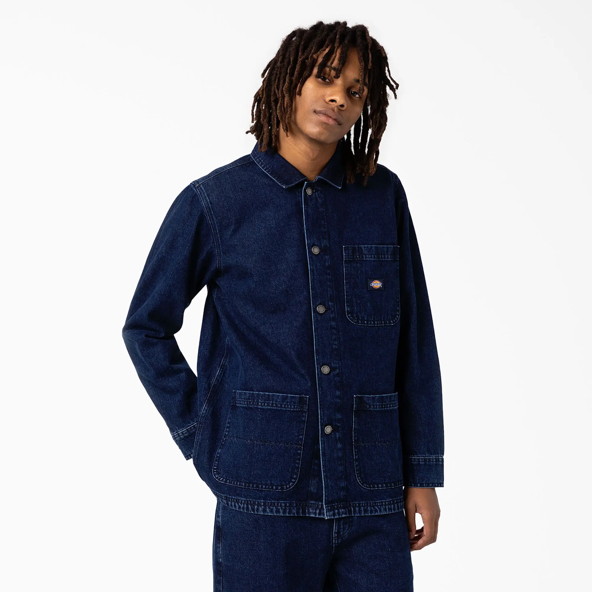 Dickies Denim Chore Coat,Utility Pockets, Durable Stitching, Workwear Style