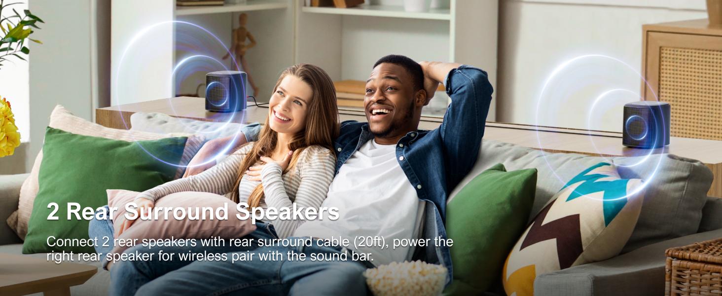 ULTIMEA Aura A40 7.1ch Virtual Surround Soundbar with Subwoofer– 4 Rear Speakers for Entry-Level, Home Theater System, 121 EQ Presets, Smart App Control, Bluetooth, Audio#SummerVibes