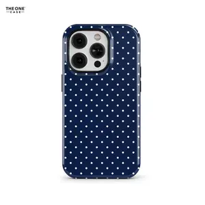 Navy Blue Polka Dot Custom Shockproof Cellphone Cover - Protective Shell Accessory for Handheld Devices, Compatible with iPhone 16,15,14,13,12,11 Pro Max