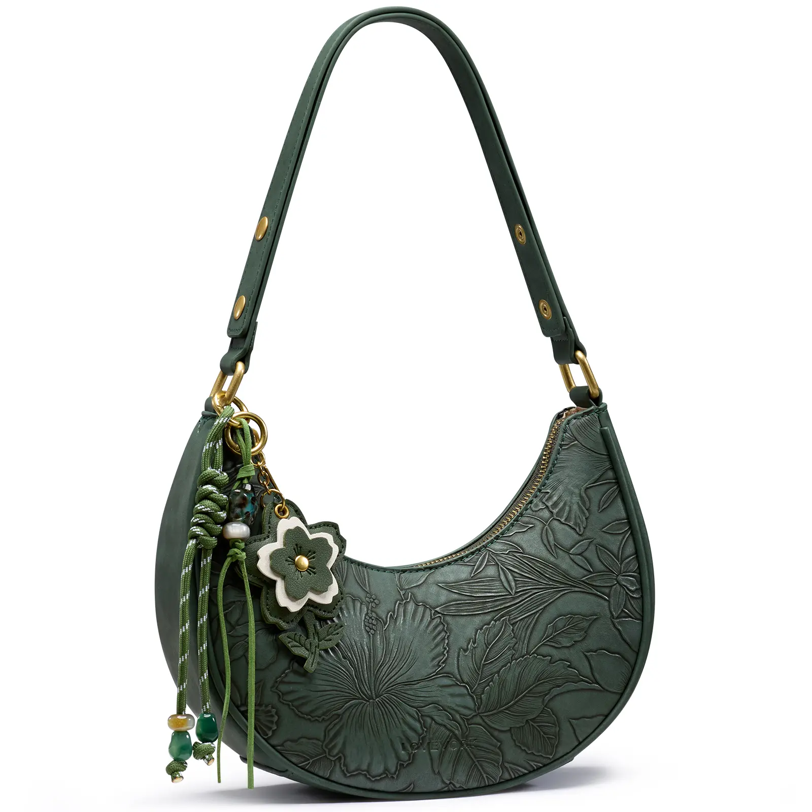 LOVEVOOK Crescent Shoulder Bag for Women, Small Clutch Purse Cute Handbag with Adjustable Strap, Floral Charm, Half Moon Purse, Lightweight and Waterproof Clutch Purses for Daily Shopping Gift Dating