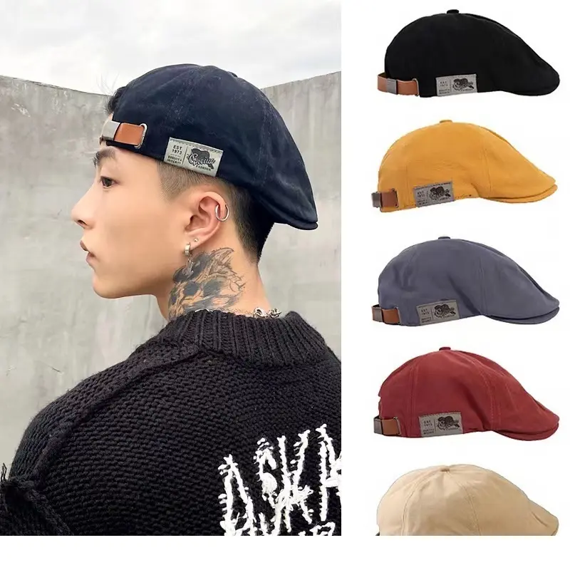 Japanese-style street hip-hop forward cap with patch, baseball cap for summer and autumn, versatile, can be worn backward, beret hat for men and women