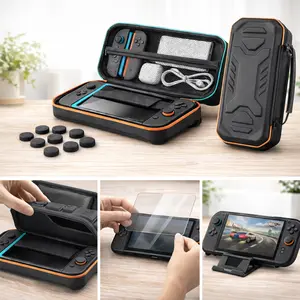 Hosanwell-Tech Switch2 13 in 1 Accessories Set for 2026 Nintendo Switch2 Model,Switch2 Hard Carrying Case with Switch2 Protective Case,8 Thumb Grip,2 Screen Protector,1 Stand Game Protection Game Protection Microfiber Pad go2 shop tiktok Switch