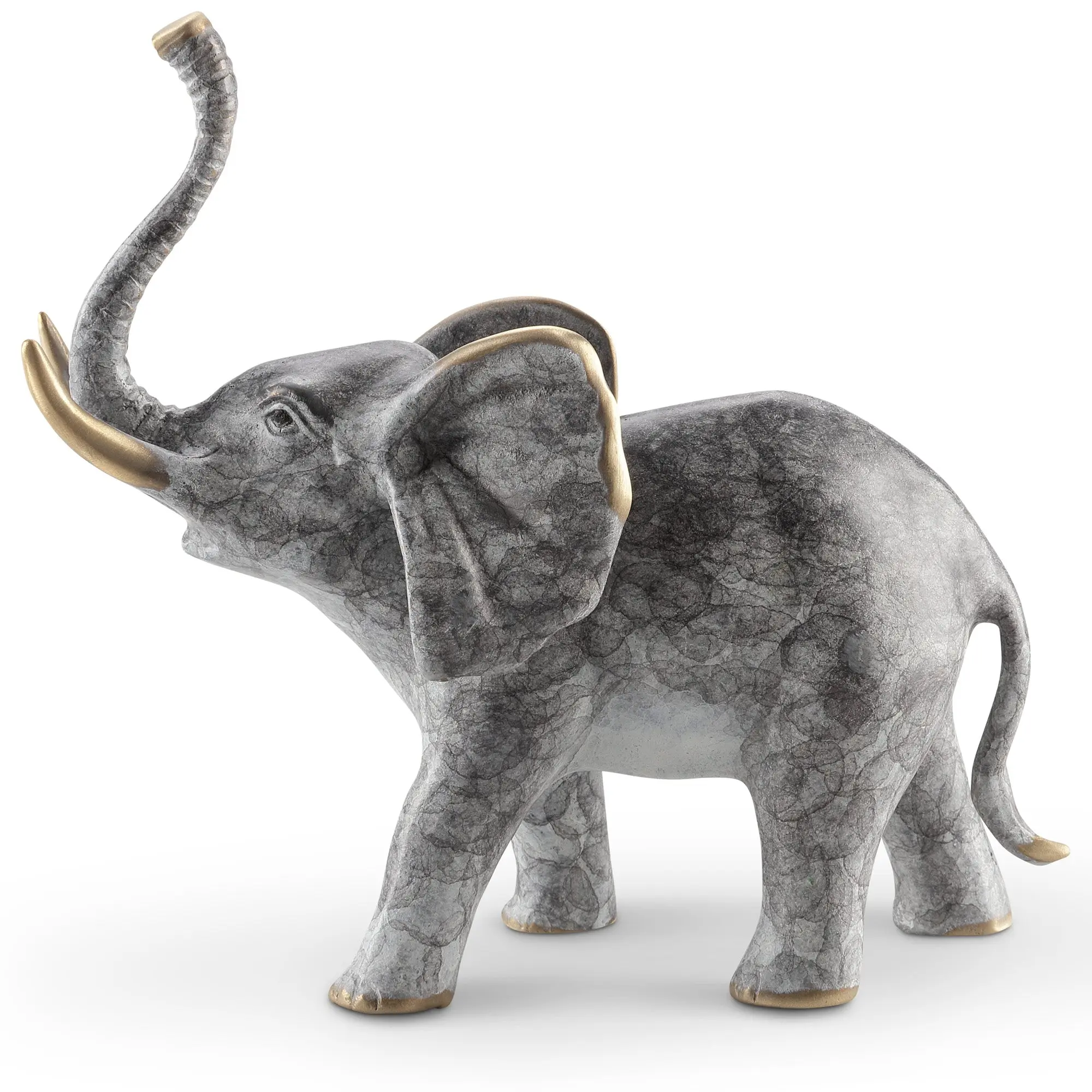 SPI Home Bellowing Elephant Brass Sculpture Wildlife Accent for Safari-Inspired Decor, 8" Tall