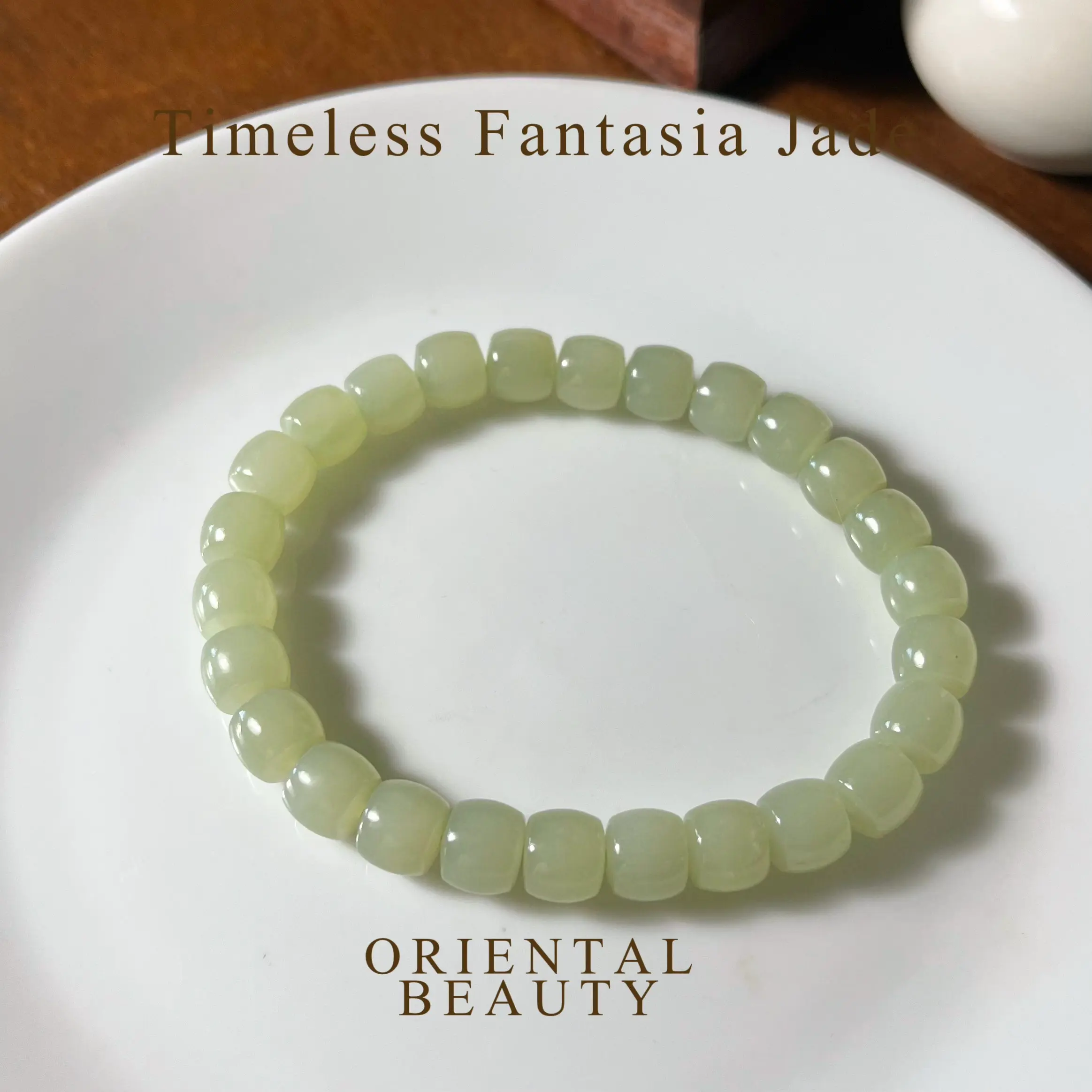 Genuine Water Green Hetian jade nephrite jade Bracelet - 8mm beads 6.75 inches