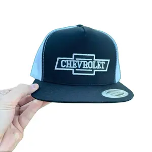 Vintage Chevrolet Flatbill Snapback Hat with Classic Logo Design and Adjustable Fit for Men and Women