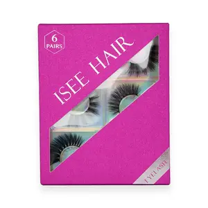 ISEE HAIR 6 Pairs Mink False Eyelashes - Cosmetic Makeup Lash Extensions for Volume, Length & Daily, Wedding Looks