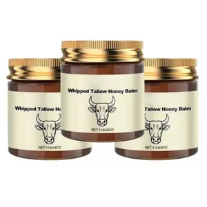 MilkyWay 3-Piece set Whipped Grass-Fed Beef Tallow Honey Balm - 4 Oz,Moisturizing Cream for Soft, Smooth Skin - Handmade