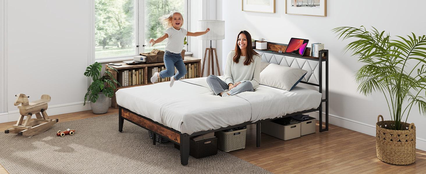 Sweetcrispy Modern Wooden Platform Bed Frame with Headboard - Integrated Charger, Spacious Underbed Storage, Durable Squeak-Free Structure, No-Tool Simple Assembly, No Box Spring Required for Mattresses, Wooden Bed Frame Sweetcrispy Modern Wooden Platform Bed Frame with Headboard - Integrated Charger, Spacious Underbed Storage, Durable Squeak-Free Structure, No-Tool Simple Assembly, No Box Spring Required for Mattresses, Wooden Bed Frame