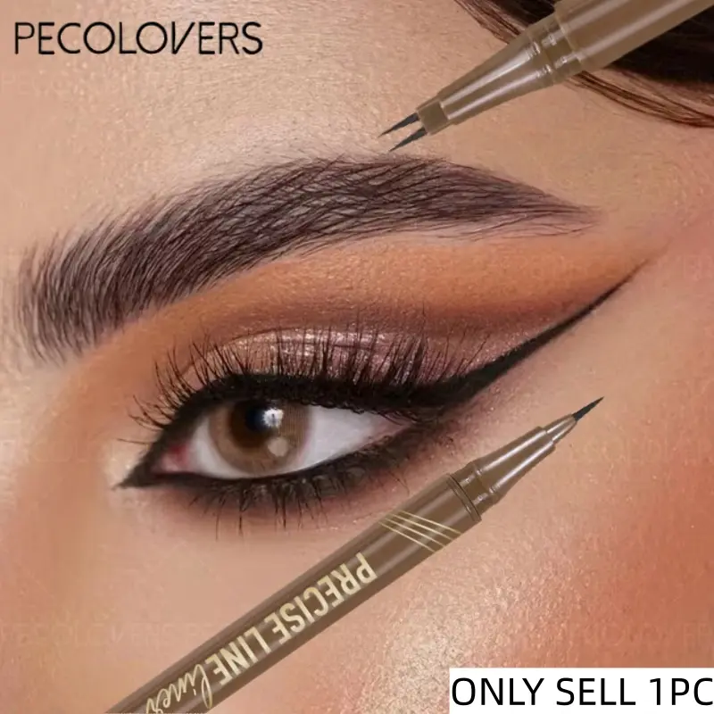 1PC Tip Eyebrow Pencil & Eyeliner - Waterproof, Sweat-proof, Long-Lasting Natural Look, Dual-Prong for Beginners, Natural Looking Brows Makeup, Slim Precision Brow Pen, Essential Beauty Tool for Flawless Brows