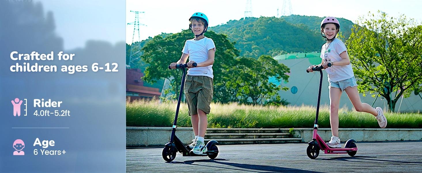 【Kids Love It!】Kids Electric Scooter with LED Display, ‎6' Solid Tires, 10MPH, 150W Motor, 154lbs Max Load, Electric Kids Scooterwith LED Display for Kids Ages 6-14