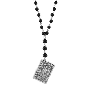 Genoa Obsidian 145.00 ctw ese Movement Bible Pocket Watch with Chain 36 Inches in Silvertone Genoa Obsidian 145.00 ctw ese Movement Bible Pocket Watch with Chain 36 Inches in Silvertone