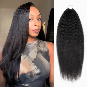 QVR Kinky Straight Crochet Hair Natural Black Machine Made Feather Crochet Human Hair Extension TikTokShopHolidayHaul
