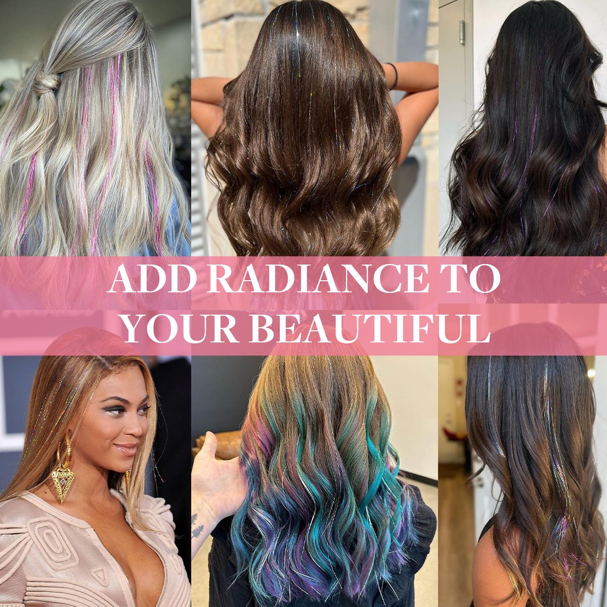 Hair Tinsel, 6pcs Clip in Hair Tinsel 24inch with Clips, Fairy Hair Sparkle Strands#Greenish#TikTokShopSpringGlowUp