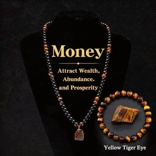 Unisex Boho Inspired 2-Piece Healing Crystal Jewelry Set - Gold Metal Coating, Tiger Eye Necklace, Obsidian Layered Beading Bracelet, Adjustable, Tarnish Resistant, Boho Earthy Mix Style, for Everyday Wear, Boho Inspired Jewelry Style, Daily