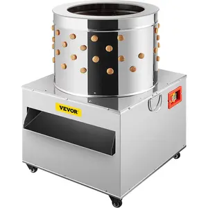 【FathersDayGift】VEVOR Chicken Poultry Plucker 2200W 240R/min Turkey Chicken Poultry Plucking Machine 23.5inch Barrel Diameter Stainless Steel Feather Plucking Machine with Wheels Defeather Hair Removal Machine