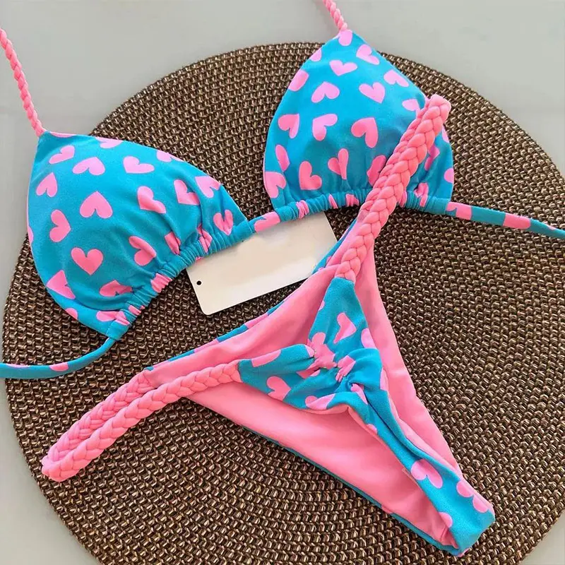 New Women's Bikini Split Print Swimwear Fashion G-string Beach Holiday tiktokshopbacktoschool