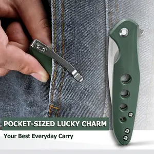 JoyRaining - Hummingbird Lightweight Folding Pocket Knife - Bionic Design with D2 Steel Blade & Military Green G10 Handle with Liner Lock, Everyday Carry Utility Knife for Daily Use - Perfect as gift for Men/Young adult male
