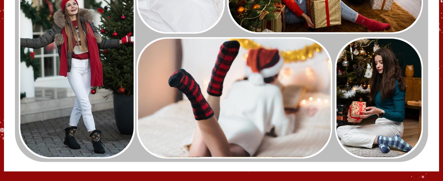 BomKinta Fuzzy Socks Women - Winter House Slipper Sock - Cozy Thick Warm Sleeping Socks Size 5-10