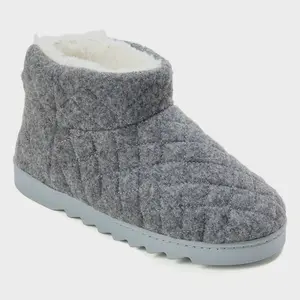 dluxe by dearfoams Women's Bella Quilted Bootie Slippers - Gray L