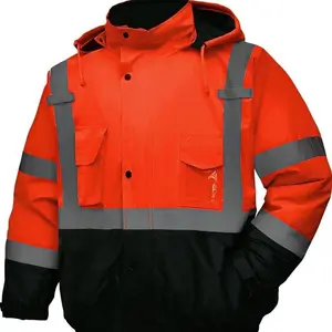 High visibility bomber jacket for work Menswear Outdoor Long Sleeve Zipper Multicolor Hoodie