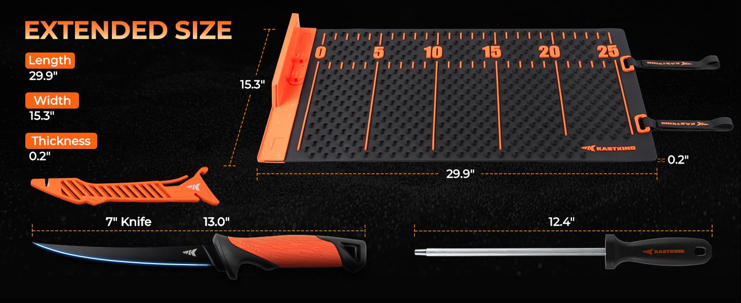 KastKing EZ Fillet Fish Fillet Mat, Anti-slip Texture With 25" Integrated Ruler, Extended Dimensions, Easy to Clean Material, Portable Storage, Fish Cutting Board Chopping Block Ceramic