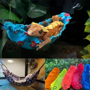 Hanging Hammock Bed for Lizards Chameleons & Reptiles Elevated Swing Nest Soft Fabric Vibrant Colors Cozy Rest Space Ideal for Geckos Snakes Hamsters