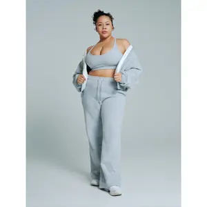 Plush Fleece Straight Leg Sweat Pant - Heather Grey