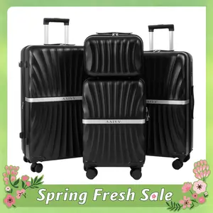 AAIVV 4-Piece Luggage Set Expandable ABS Travel Suitcase Set Dual Spinner Wheels TSA-Approved Lock Durable Hard-Shell Travel Set (13/20/26/28 Inches) Top Back-to-School Gift Choice