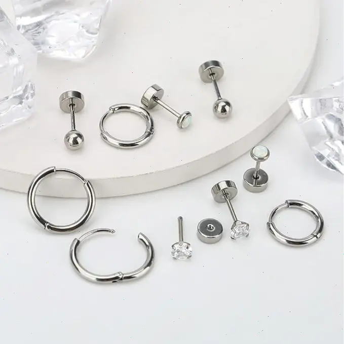 8 Pair 4mm Round Zircon Earring Set 2025 | Stainless Steel Matte Lightweight Earrings, Unisex Everyday Wear, Cute Holiday Birthday Gift for Halloween Christmas & Multiple Piercings