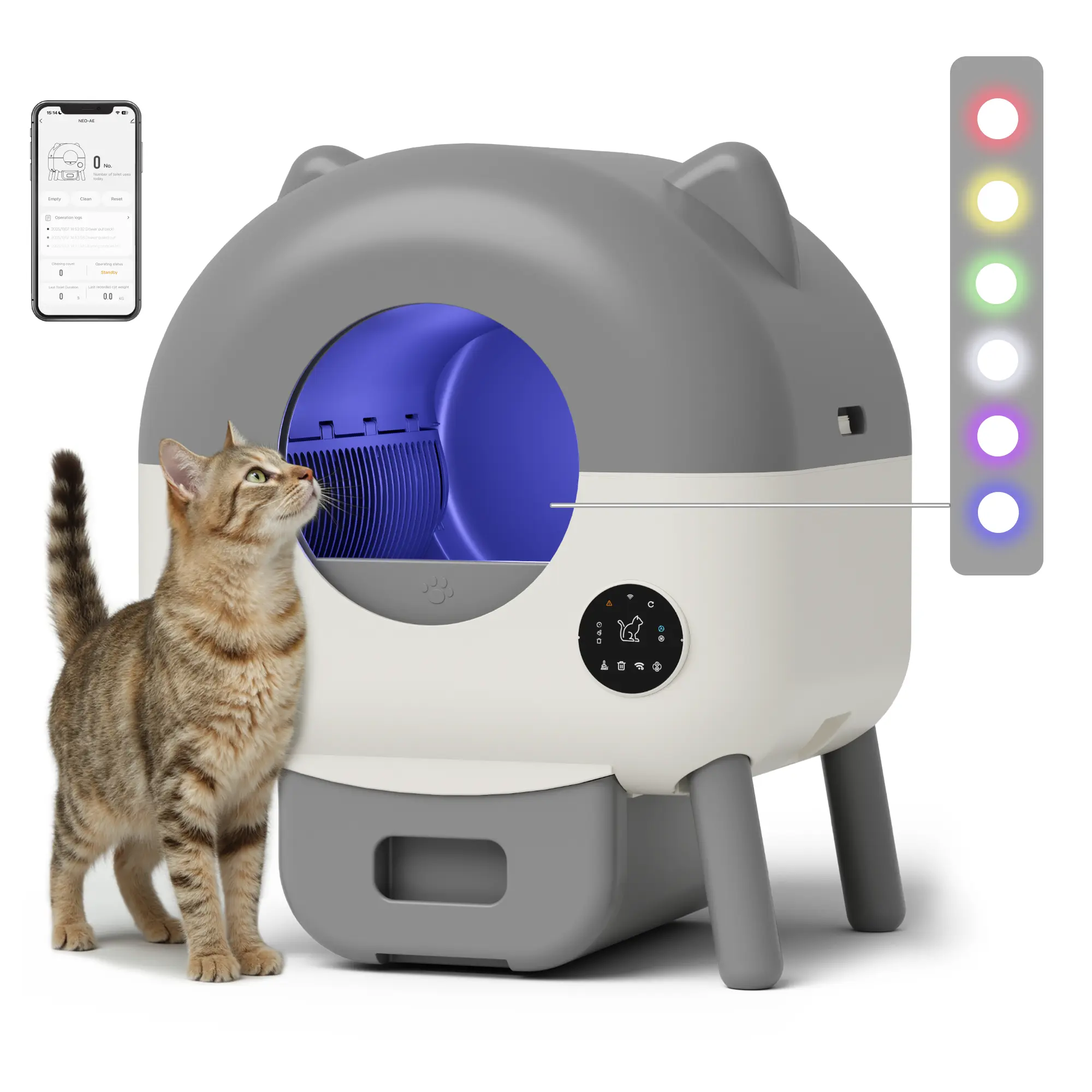 Warcat Adjustable Lighting Automatic Cat Litter Box App Control 2.4GHz WiFi Safety Protection Large Capacity #tiktokshopsummersale #summersale,back to school