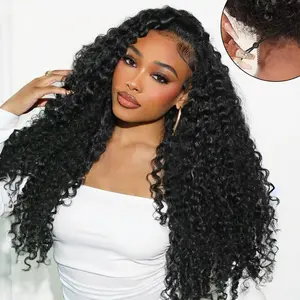 Bling Hair 13x6 13x4 Deep Wave Lace Front Wigs Human Hair 180% Density Deep Wave Frontal Wigs Glueless Wig Human Hair HD Lace Curly Wigs for Black Women Pre Plucked with Baby Hair Curly Lace Front Wig