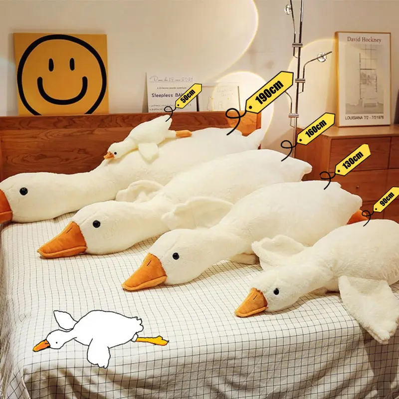 Large White Goose Plush Pillow Soft Fabric With Zipper Detachable and Washable Ideal Gift Chioce #,dorm essentials