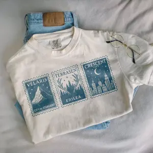 [Sale off up to 50%] Sarah J Maas postcard comfort colors shirt, Velaris Shirt, Terrasen Tee, Crescent City, ACOTAR Merch, Court of thorns