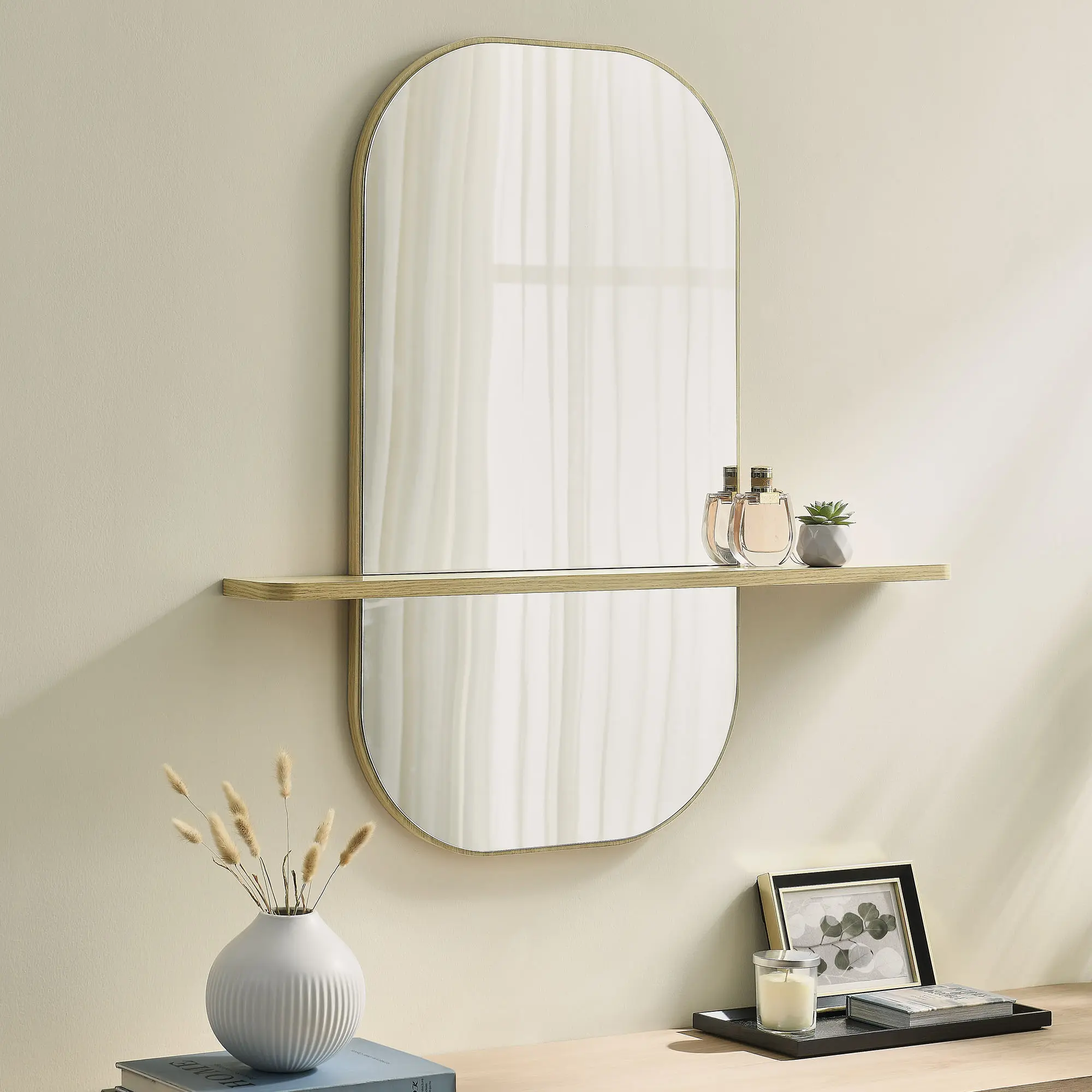 Solstice Large Oval Mirror in Oak