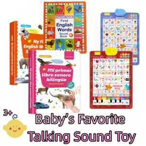Interactive Talking Sound Picture Book for Kids , Spanish & English Bilingual, 300+ Words15 Themes6 Songs Q&A Learning Games, Screen-Free Preschool Educational Toy for Toddlers, Early Learning at Home & Travel, Valentines Day Gifts for Kids Animals