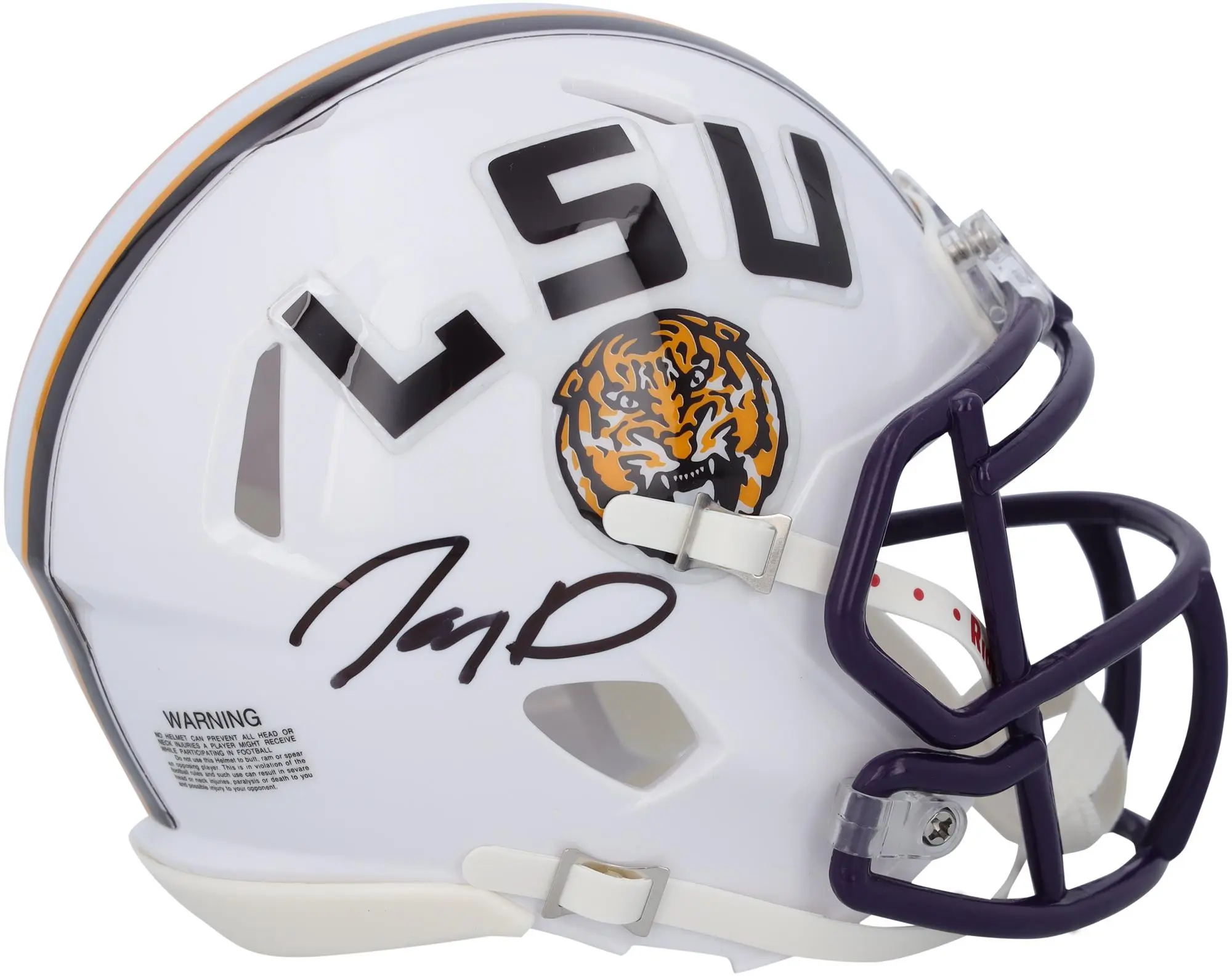Jayden Daniels LSU Tigers Autographed White Riddell Speed Mini Helmet - Fanatics Authentic Certified