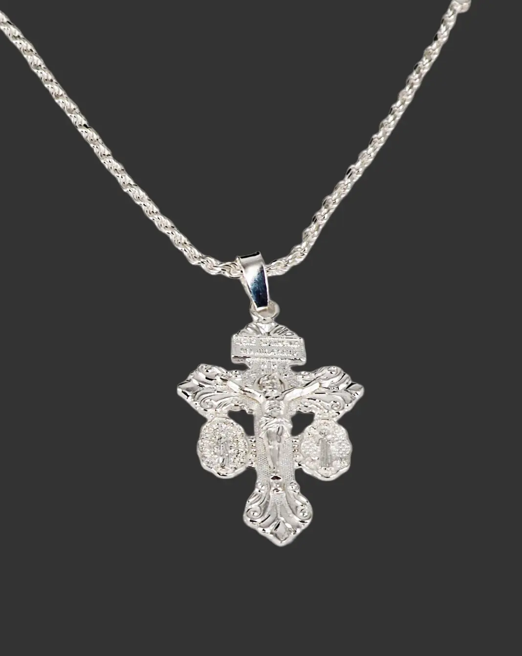 MST 925 Sterling Silver Pardon Crucifix Cross Pendant Necklace - Hypoallergenic, Small, Unisex Jewelry Accessory, Cross Necklace