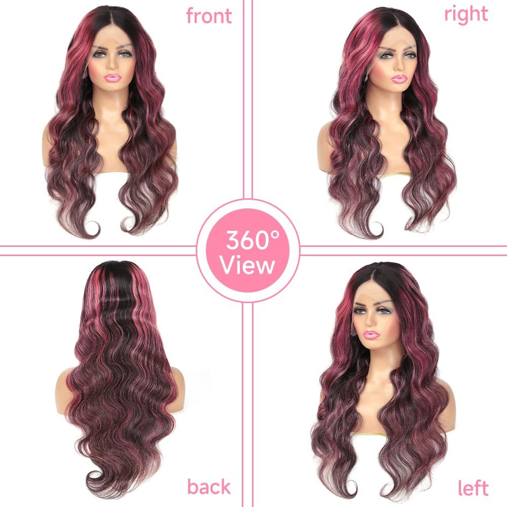Highlight Ombre Lace Front Wig Human Hair 13x6 Body Wave 1B/Pink Colored Lace Front Wig Human Hair Pre Plucked With Baby Hair Black And Pink Wig Human Hair 200% Density 34 Inch Skunk Stripe Wig Highlight Ombre Lace Front Wig Human Hair 13x6 Body Wave 1B/Pink Colored Lace Front Wig Human Hair Pre Plucked With Baby Hair Black And Pink Wig Human Hair 200% Density 34 Inch Skunk Stripe Wig