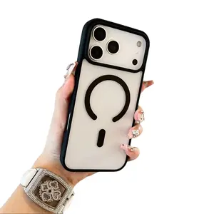 Black Phone Case Compatible with IPhone 17 Pro,11/12/13/14/15/16/Plus/Pro/Promax, and Samsung Galaxy 22/23/24/25/Plus/Ultra/FE, Supports Wireless Magnetic Charging, Acrylic Back Panel Full-Coverage Protective Cover, Iphone 17 Pro Max Cases for Men/women