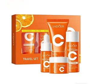 Travel-Sized 4-in-1 Skincare Kit - Cleanser, Toner, Face Oil& Moisturizer | With Vitamin C & Niacinamide |Holiday  GiftSet glowy pure viram in a c facial