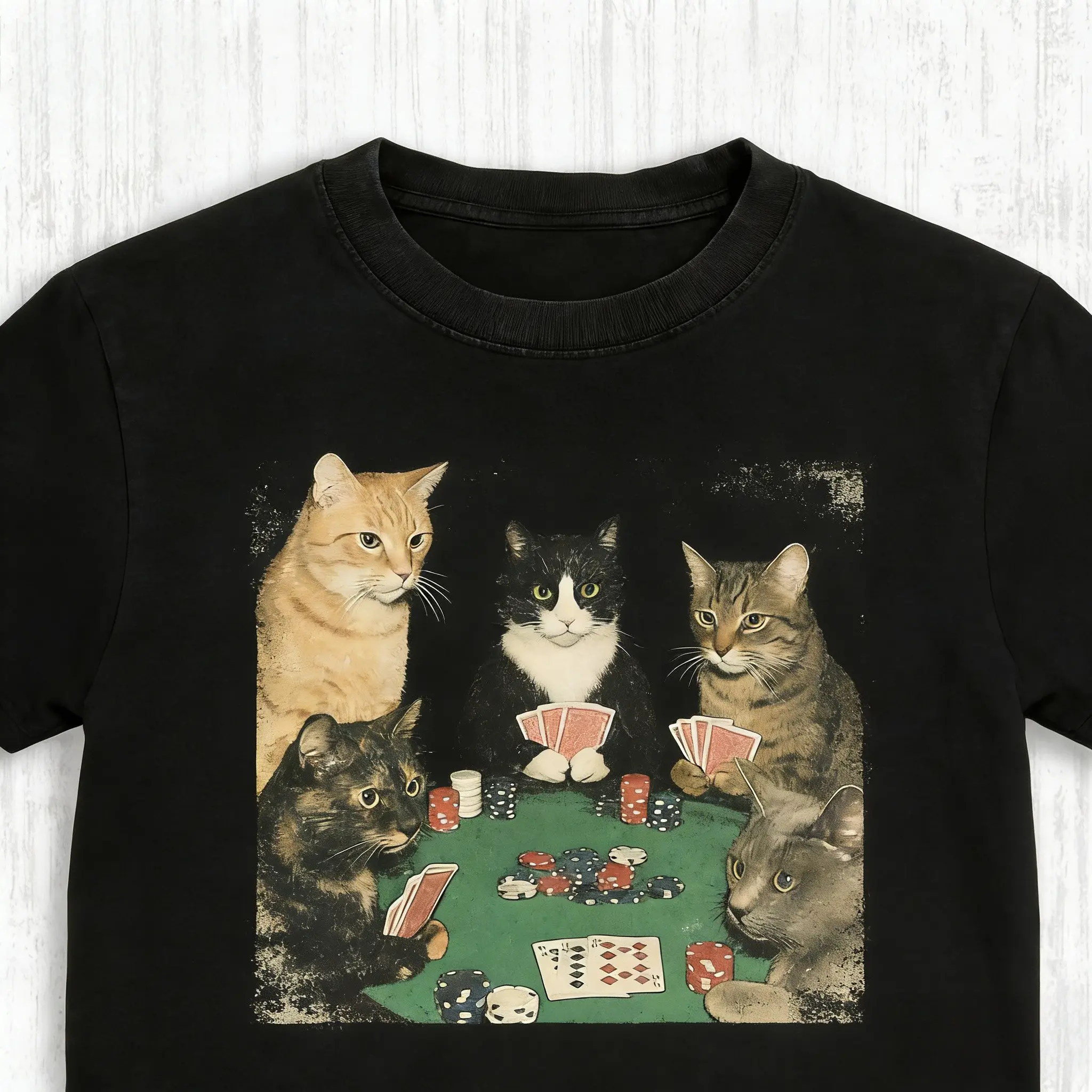 Funny Animal Vintage Graphic Tee, Royal Flush Felines T-Shirt, Cat Shirt, Gifts For Friends, Unisex Meme Cringe Funny Shirt, Menswear Womenswear Streetwear..