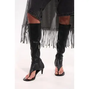 AZALEA WANG CECILE OPEN TOE SANDAL BOOT IN BLACK