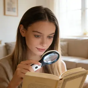 10X Handheld LED Magnifying Glass with 3 Ultra-Bright Lights - Large Magnifier for Reading, Jewelry Inspection, Hobbies, Crafts, and Sewing (Batteries Not Included)